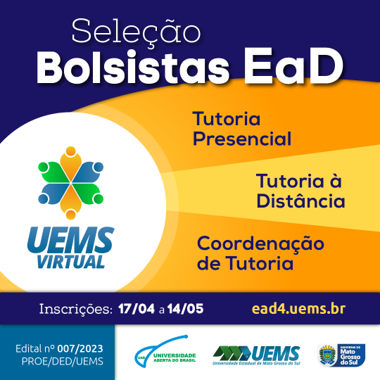 Inscrições abertas para o Processo Seletivo de Bolsistas UAB/UEMS