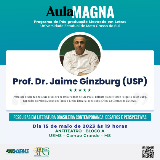 Mestrado em Letras da UEMS/Campo Grande promove aula magna com ganhador do Prêmio Jabuti