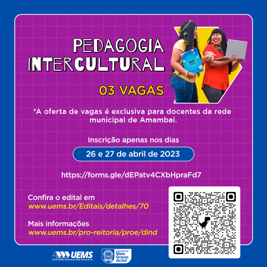 Pedagogia Intercultural da UEMS/Amambai abre inscrições para 03 vagas  