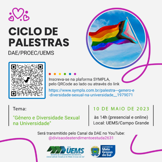 UEMS/Campo Grande: DAE promove palestra sobre Gênero e Diversidade Sexual no dia de 10 de maio