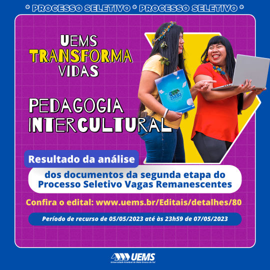 UEMS/AMAMBAI divulga a análise dos documentos do Processo Seletivo de Pedagogia Intercultural