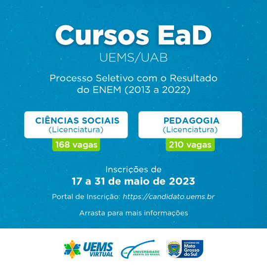 UEMS/UAB abre inscrições para seleção de cursos a distância