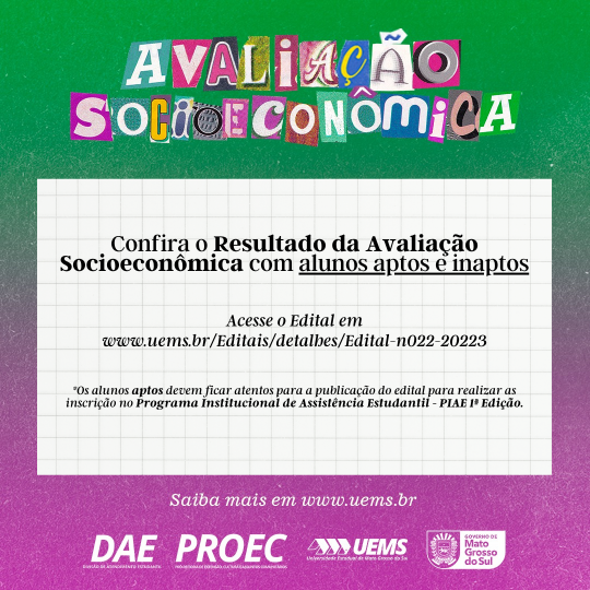 DAE/PROEC divulga resultado da Avaliação Socioeconômica com alunos aptos e inaptos