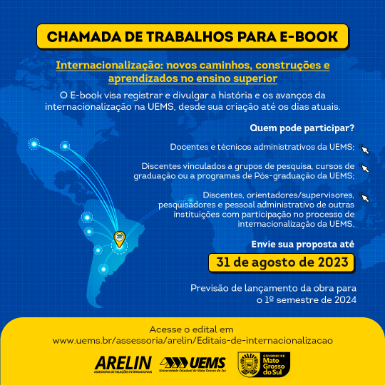 Arelin seleciona capítulos para compor e-book sobre internacionalização na UEMS