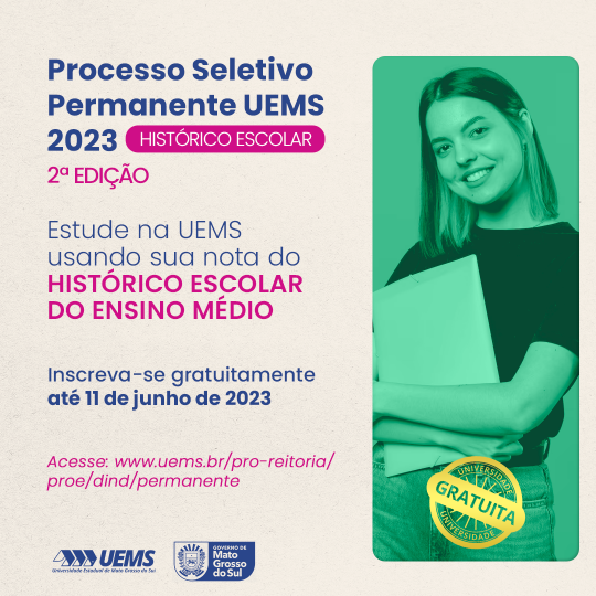 UEMS abre inscrições para a 2ª edição do PSP Histórico Escolar