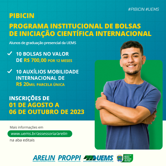 PIBICin: UEMS divulga edital com oportunidade para bolsas de iniciação científica internacional