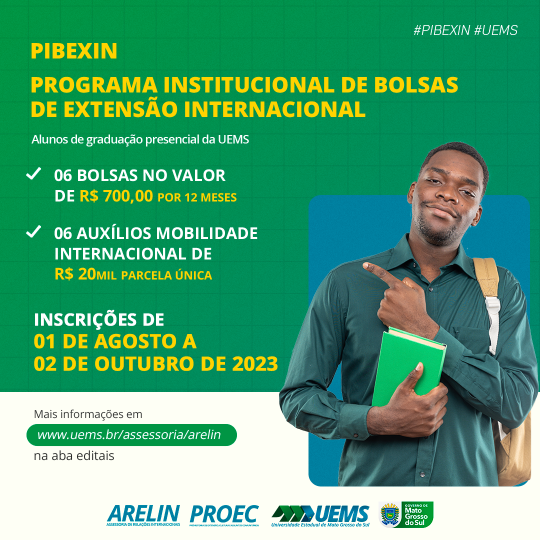 PIBEXin: UEMS divulga edital com oportunidade para bolsas de Extensão Internacional