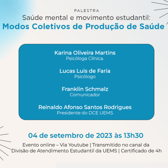 UEMS realiza palestra sobre saúde mental e movimento estudantil no dia 04 de setembro