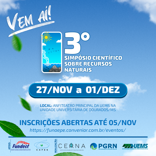 Inscrições abertas para o 3º Simpósio Científico sobre Recursos Naturais