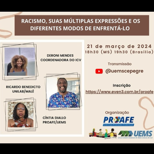 PROAFE e CEPEGRE realizam nesta quinta (21) debate sobre Racismo estrutural, epistêmico e ambiental