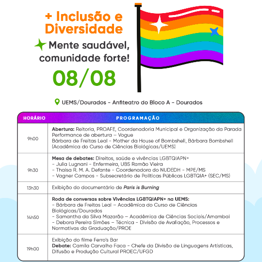 "UEMS + Inclusão e Diversidade" acontece nesta sexta-feira (8) com transmissão ao vivo;  confira a programação  