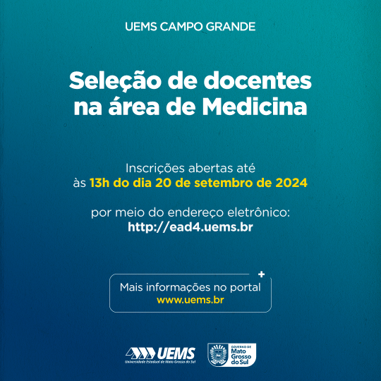UEMS: Inscrições abertas para seleção de docentes na área de Medicina 