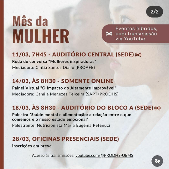 Informe PRODHS: Palestra sobre Saúde Mental e Alimentação será remarcada