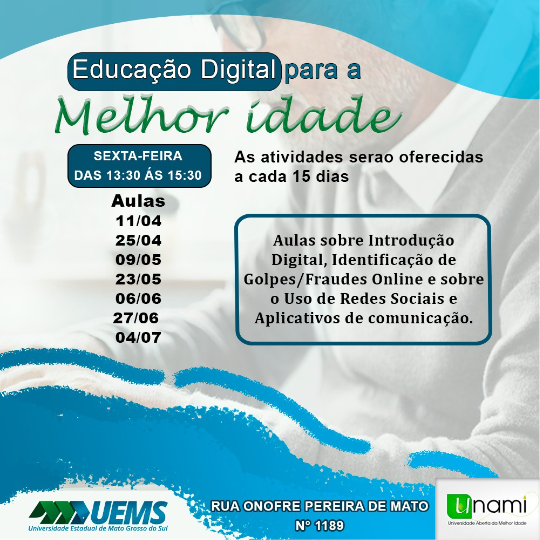 UEMS/Dourados: UNAMI oferta curso de Educação Digital para a melhor idade