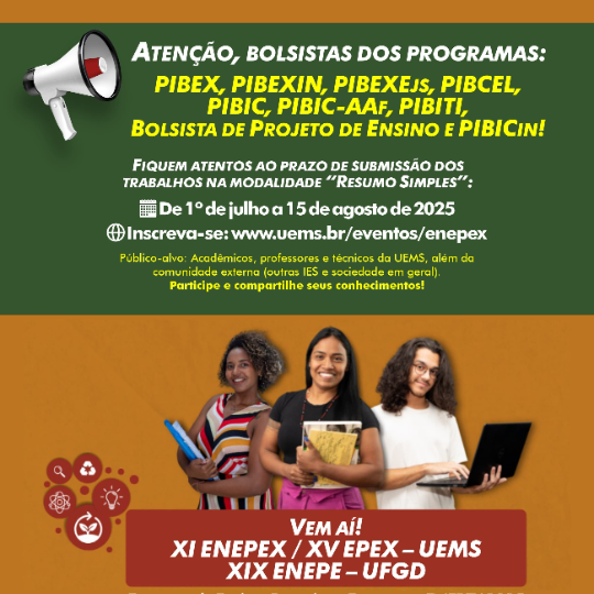 ENEPEX 2025 encerra prazo para submissão de trabalhos no dia 15 de agosto
