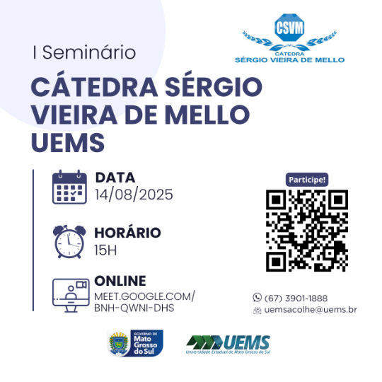 UEMS promove I Seminário da Cátedra Sérgio Vieira de Mello sobre inclusão de refugiados e migrantes