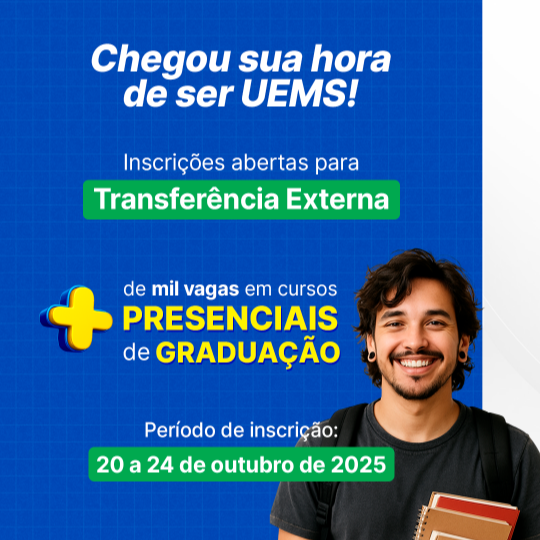 UEMS abre inscrições para Transferência Externa em cursos presenciais de graduação; confira o edital 