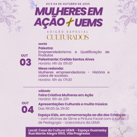 UEMS/Dourados promove edição do projeto “Mulheres em Ação” com programação cultural e empreendedora 