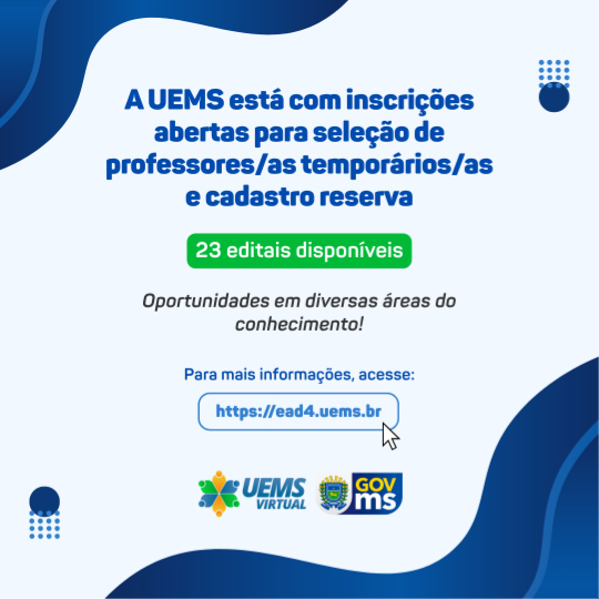 UEMS lança 23 editais para contratação de docentes temporários em diversas áreas