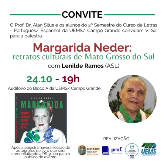 UEMS/Campo Grande realiza palestra sobre Margarida Neder com Lenilde Ramos