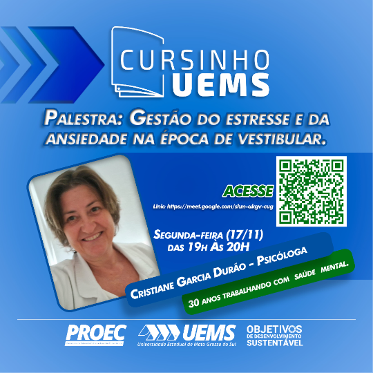 UEMS promove palestra gratuita sobre controle do estresse e ansiedade na reta final do vestibular