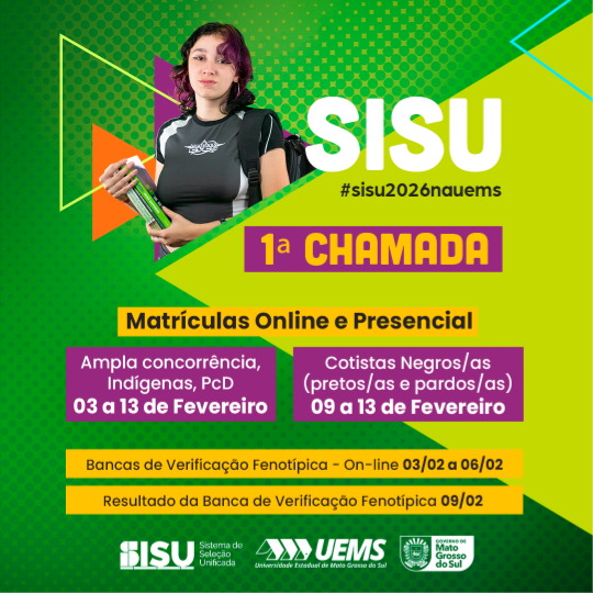 UEMS convoca para matrícula classificados na Chamada Regular do SiSU 2026