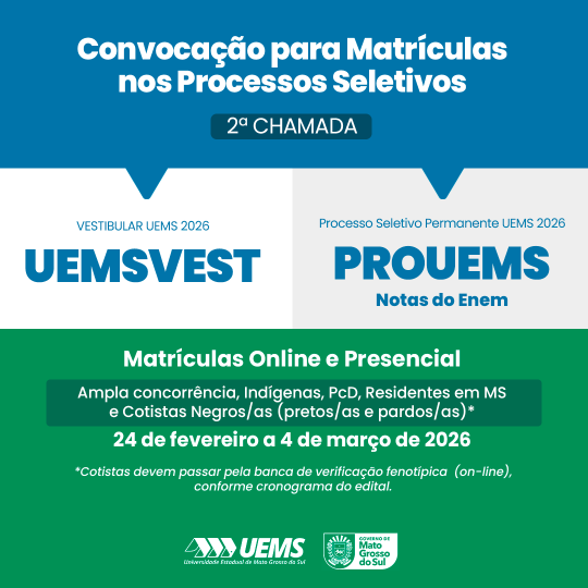 UEMS publica novas listas de convocação do PROUEMS e UEMSVest 2026