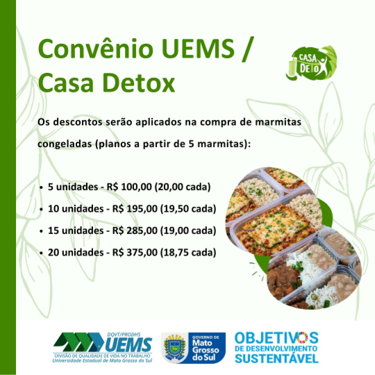 UEMS/Dourados prorroga convênio marmitaria e mantém condições especiais para servidores