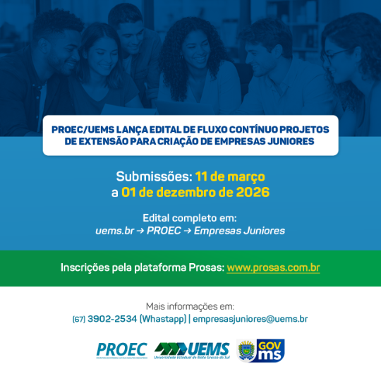 PROEC lança edital de fluxo contínuo para projetos de extensão voltados à criação de Empresas Juniores