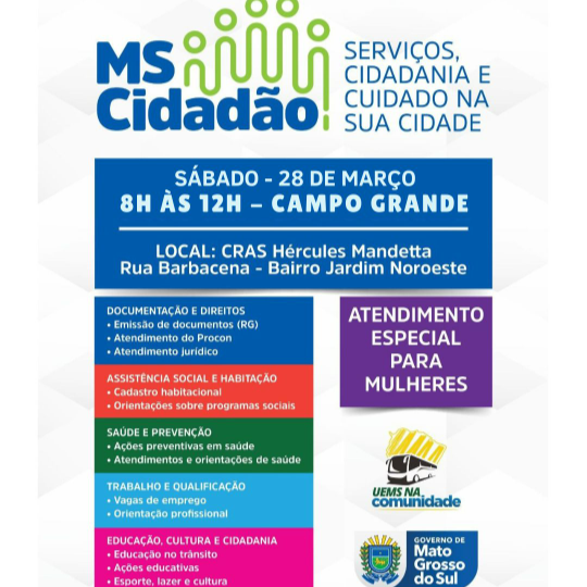 MS Cidadão e UEMS na Comunidade levam serviços gratuitos à população do Jardim Noroeste na Capital 
