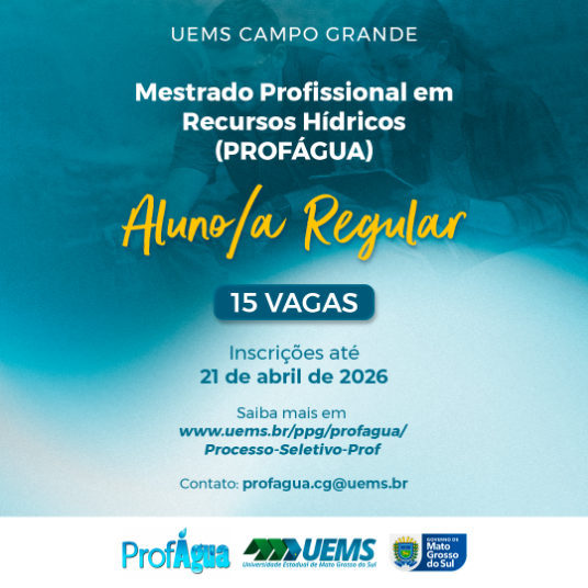 UEMS/Campo Grande: Inscrições abertas para mestrado em Gestão e Regulação de Recursos Hídricos