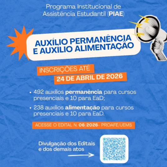 UEMS abre inscrições para auxílios permanência e alimentação destinados a estudantes em situação de vulnerabilidade