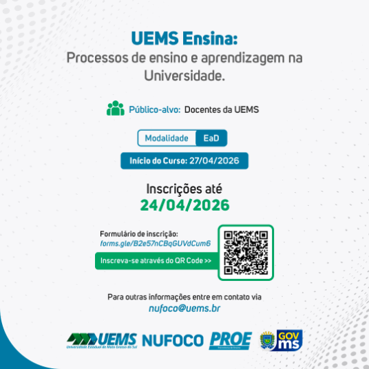 UEMSEnsina: curso aborda processos de ensino e aprendizagem na Universidade; inscrições até 24 de abril 