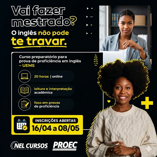 NEL/UEMS abre inscrições para curso preparatório intensivo de proficiência em inglês voltado à pós-graduação